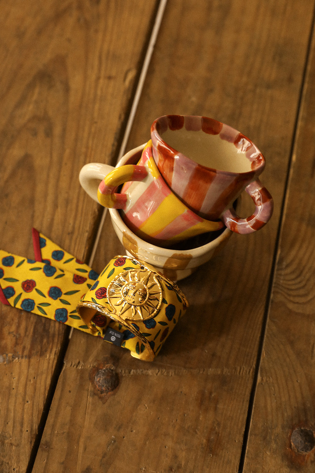 Grande manchette Soleil et ruban Gypsy Tales, curry