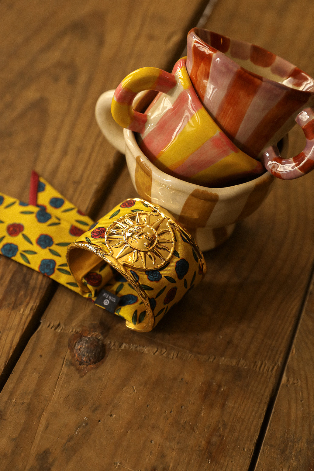 Grande manchette Soleil et ruban Gypsy Tales, curry