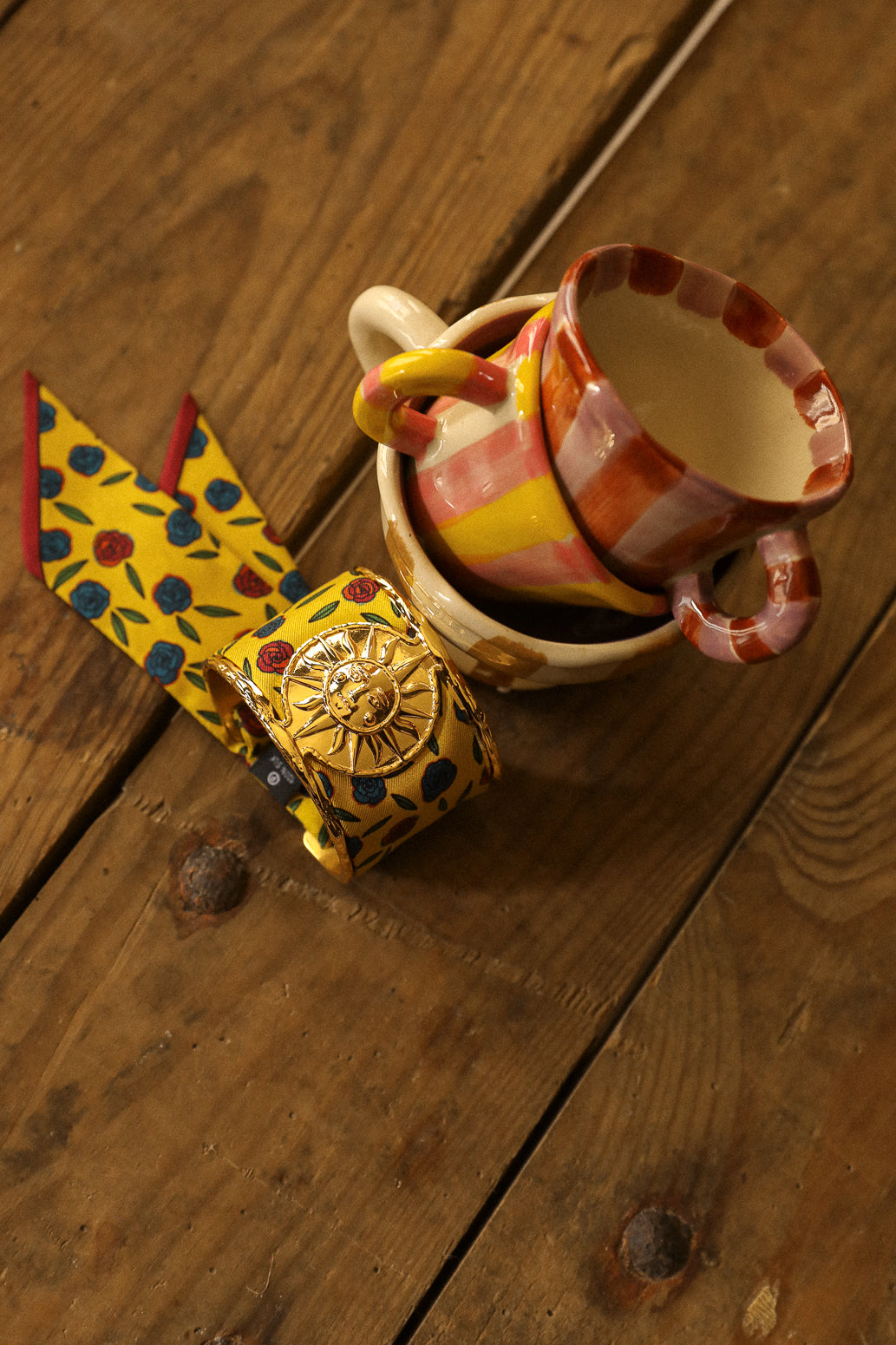 Grande manchette Soleil et ruban Gypsy Tales, curry