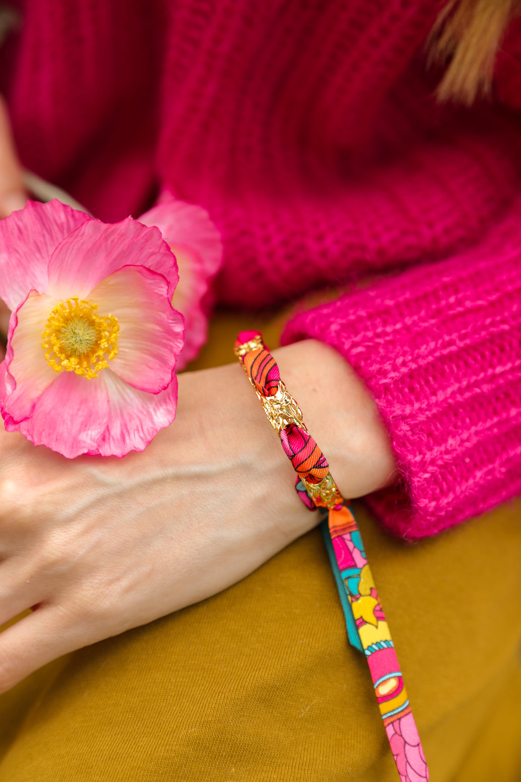 Bracelet Queen et son ruban Adresse Inconnue, bleu et rose