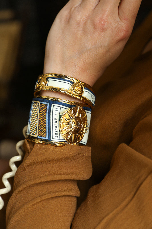 Manchette Irma et son ruban Tarot, marine