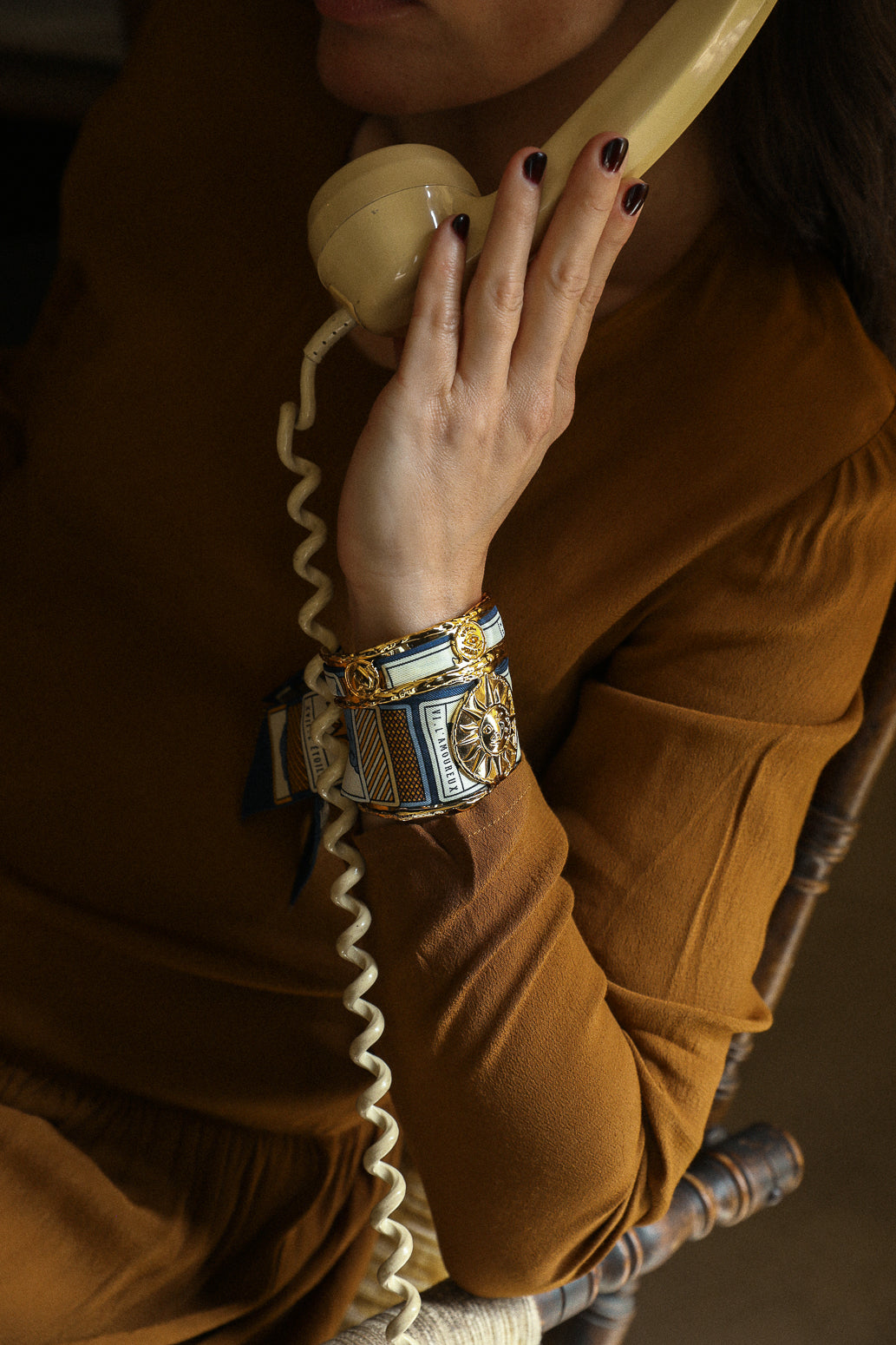 Manchette Irma et son ruban Tarot, marine