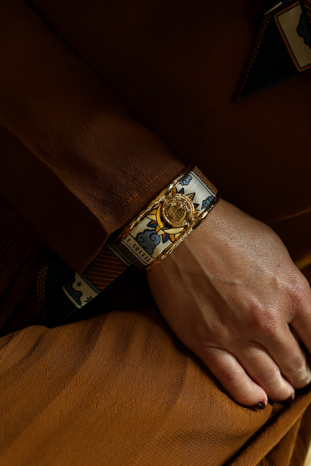 Manchette Lune et ruban Tarot, marine