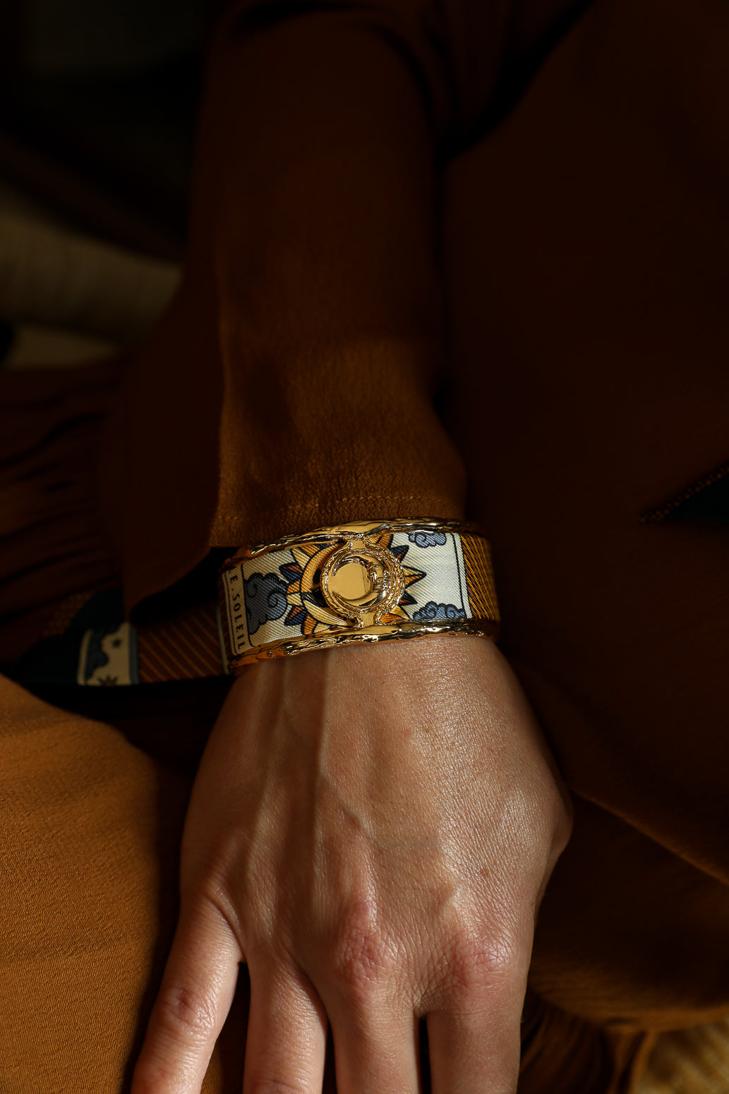 Manchette Lune et ruban Tarot, marine