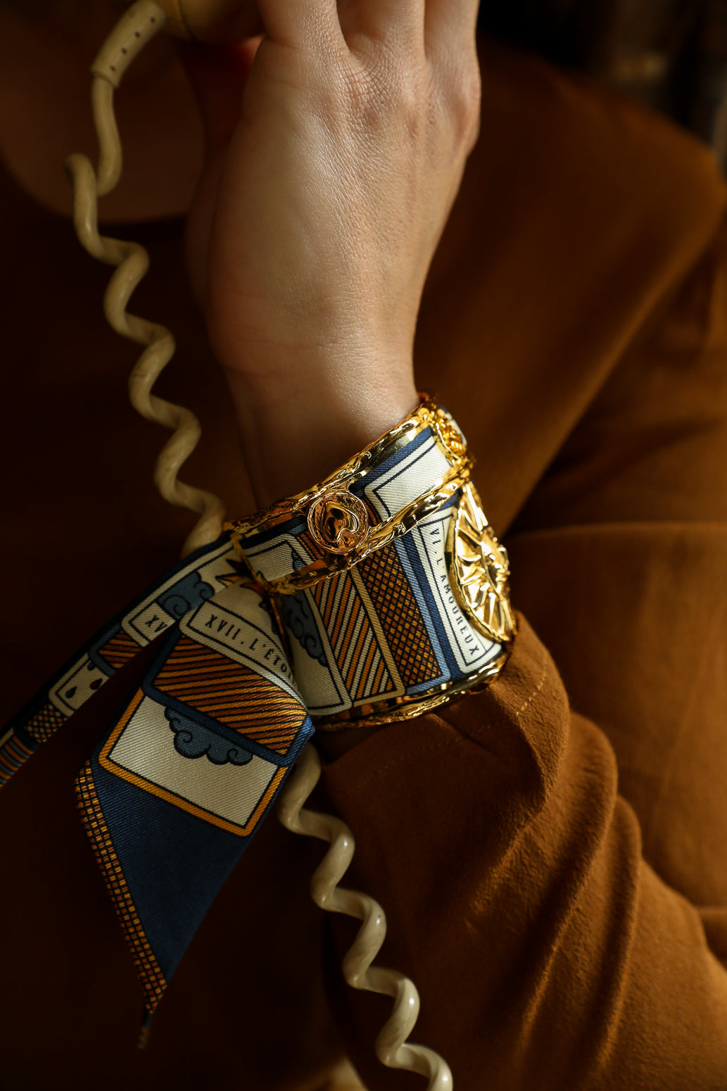 Manchette Irma et son ruban Tarot, marine