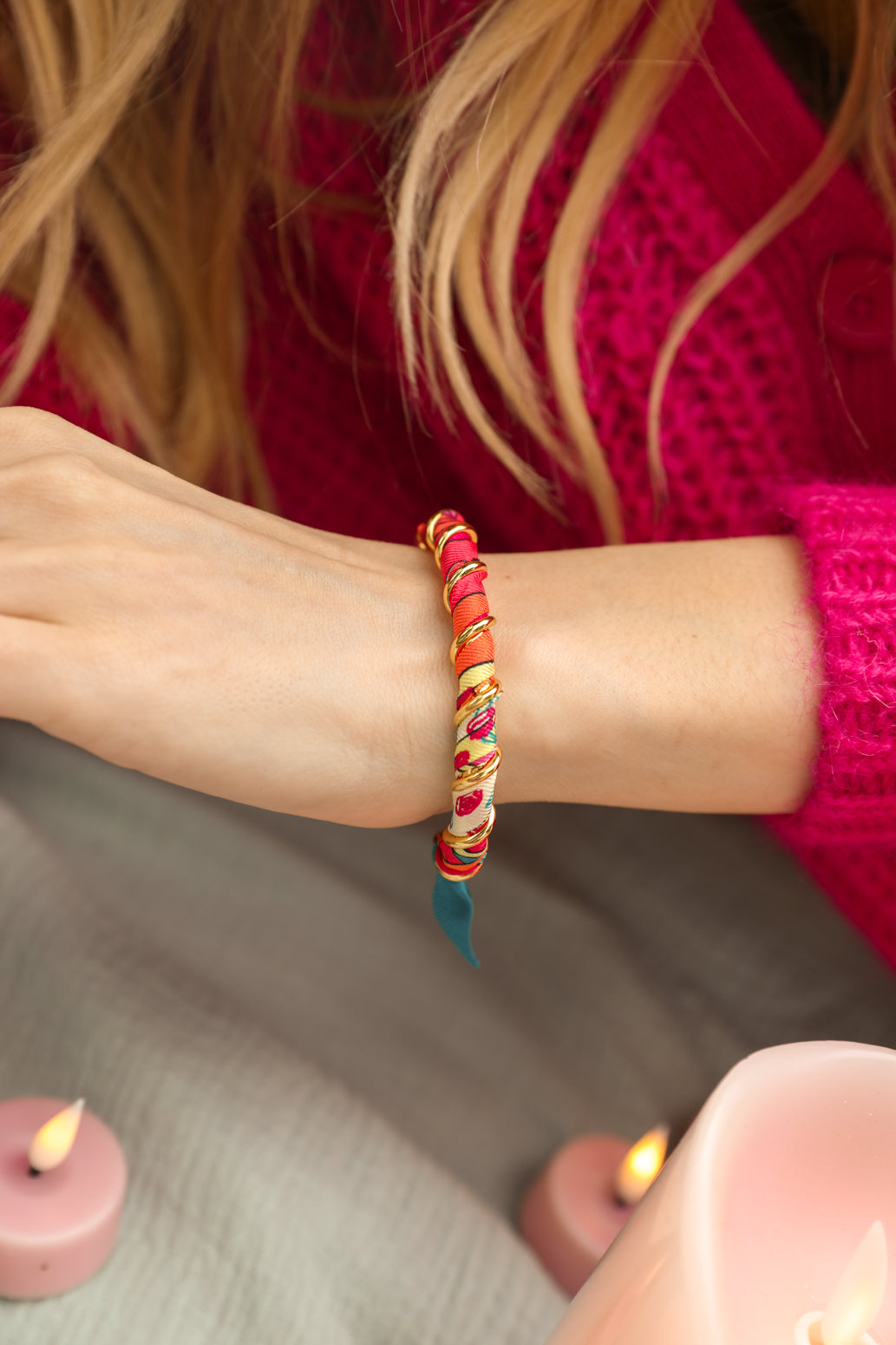 Bracelet Octobre et son ruban Adresse Inconnue, rose et bleu