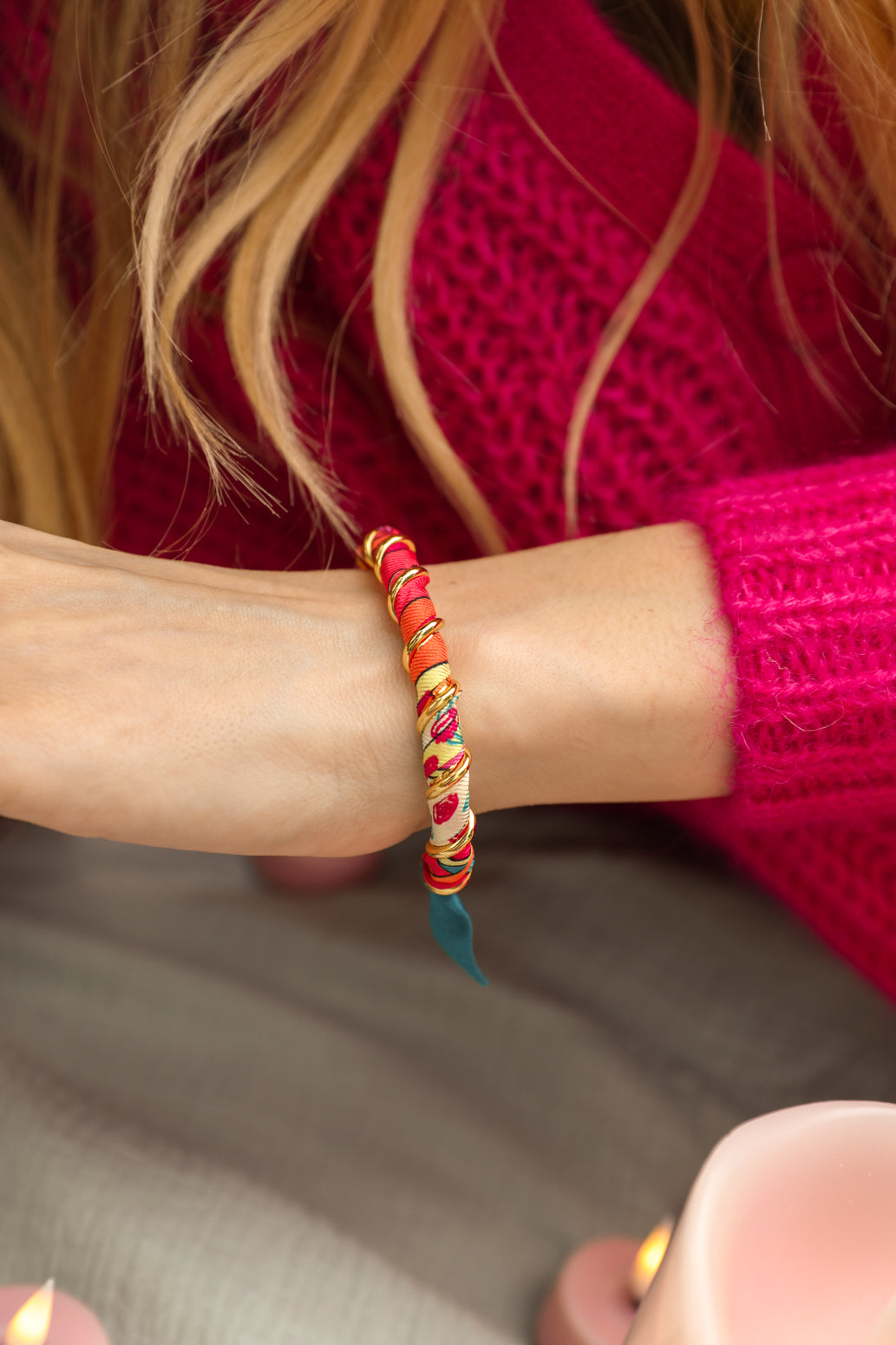 Bracelet Octobre et son ruban Adresse Inconnue, rose et bleu
