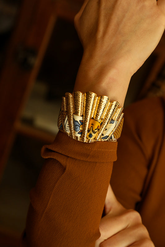 Manchette Coquille et ruban Tarot, marine