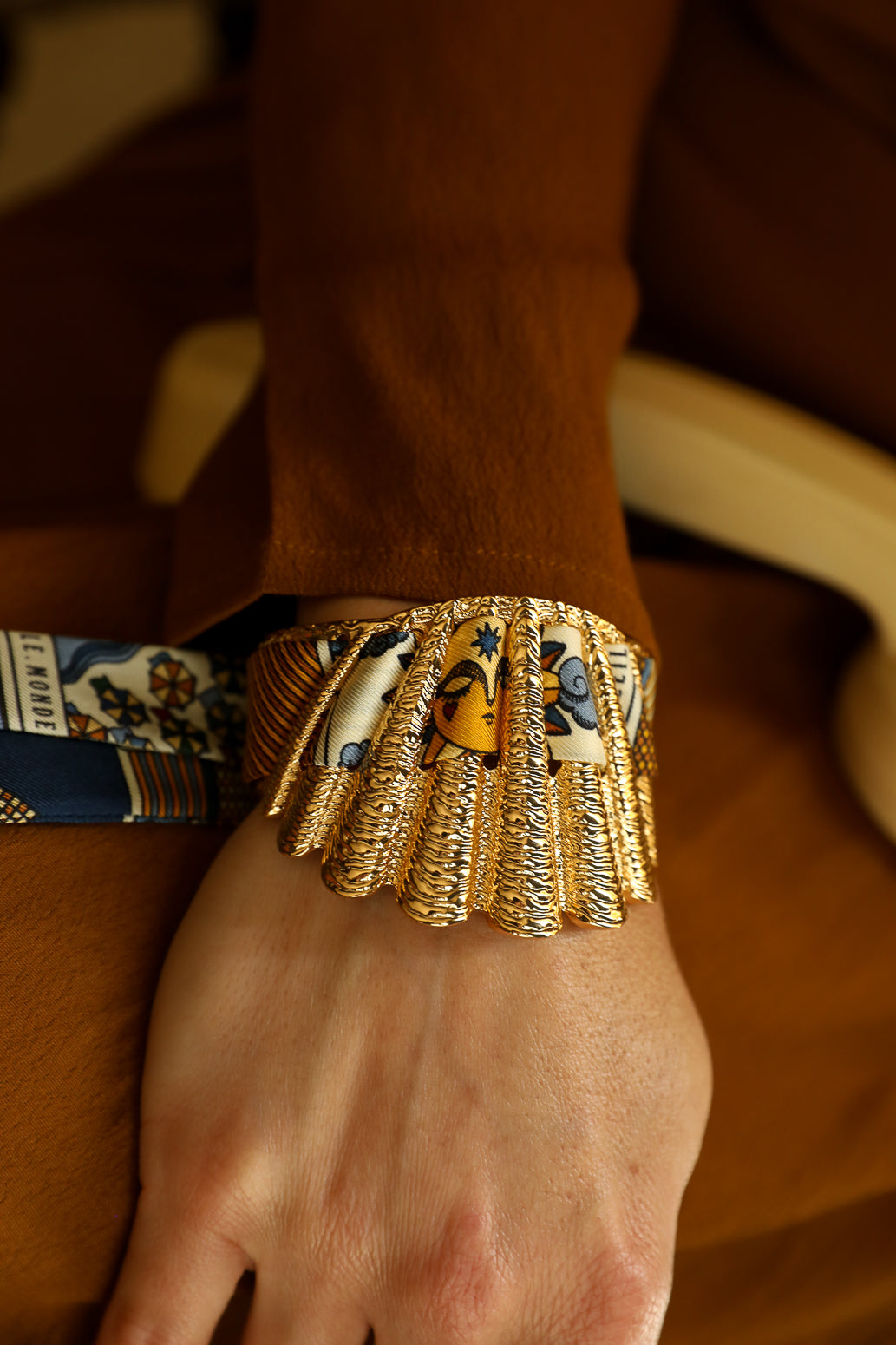 Manchette Coquille et ruban Tarot, marine