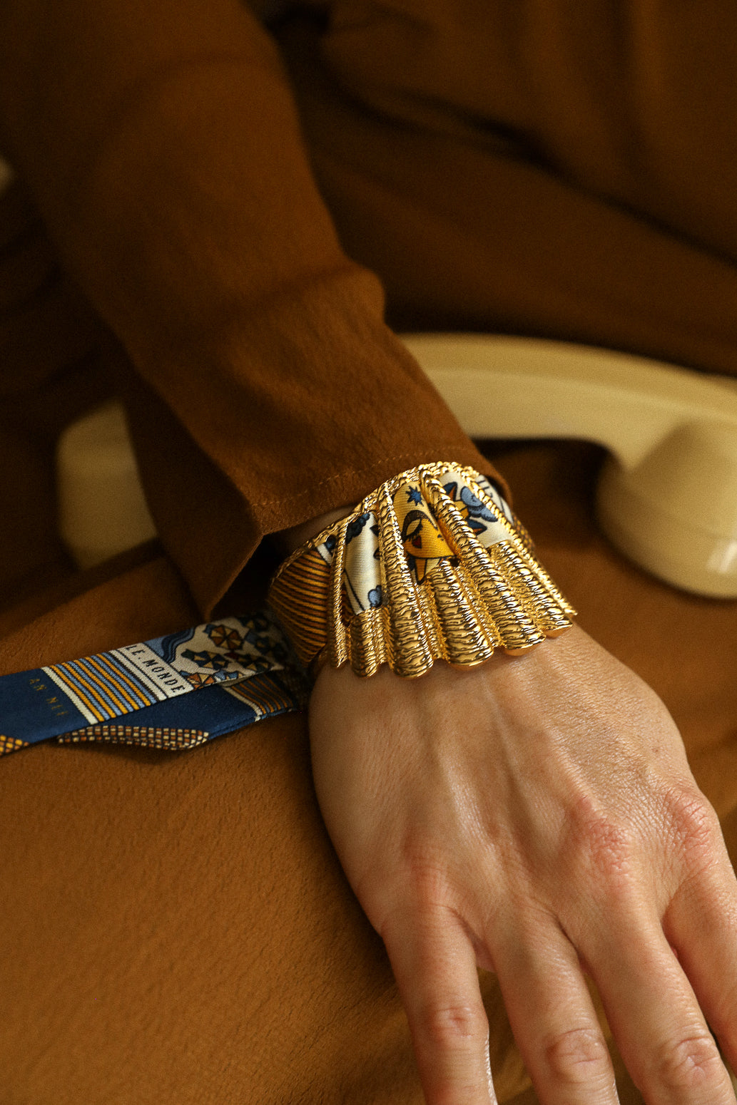 Manchette Coquille et ruban Tarot, marine