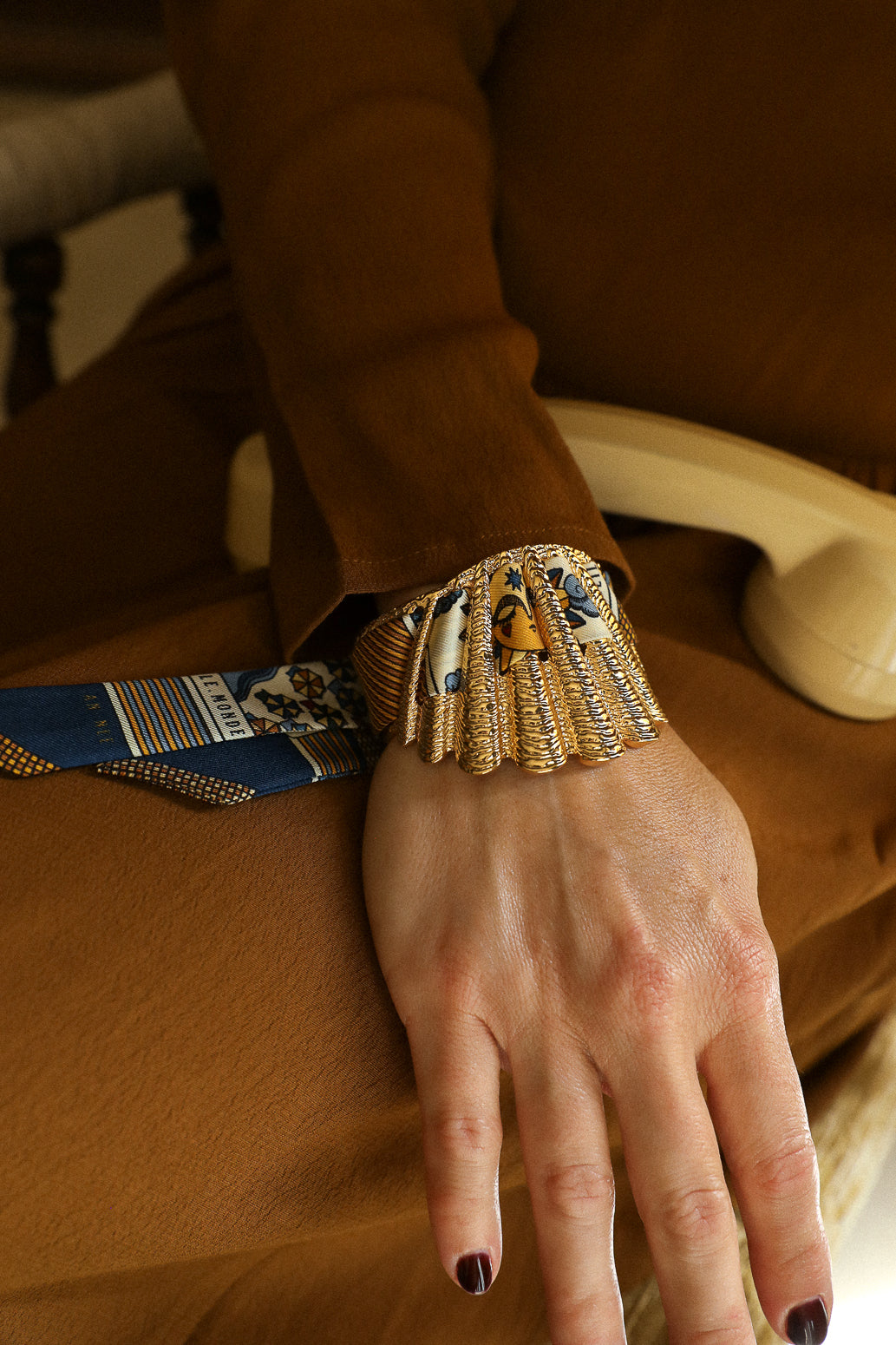 Manchette Coquille et ruban Tarot, marine