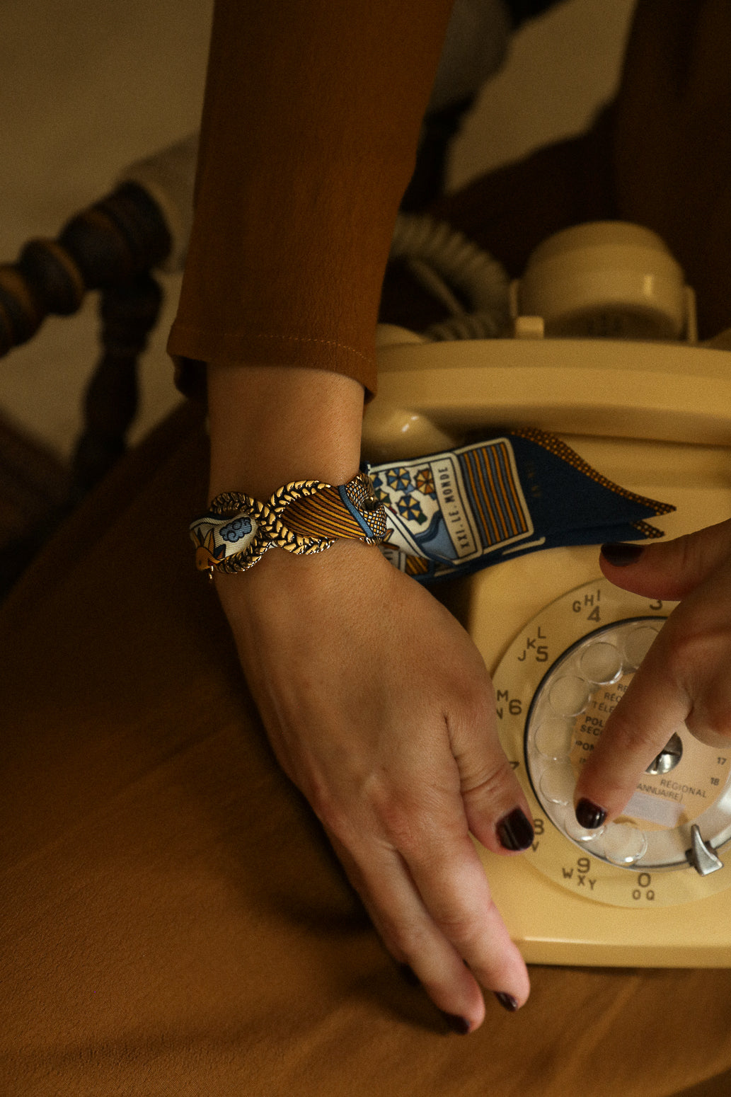 Manchette Tresse et ruban Tarot, Marine