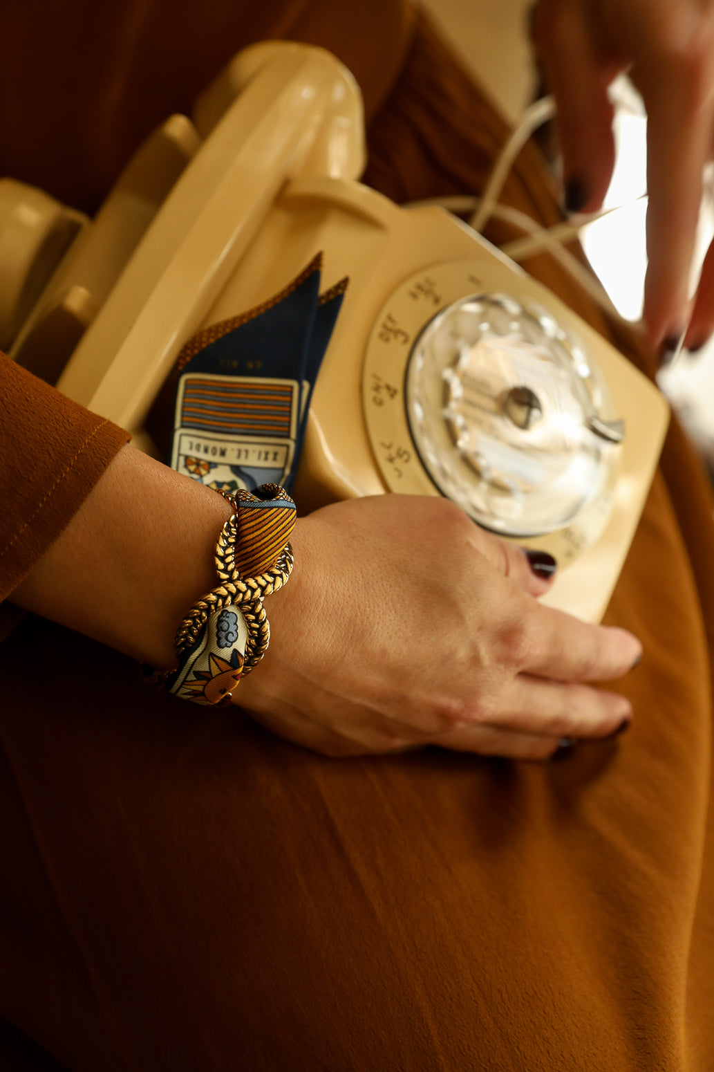 Manchette Tresse et ruban Tarot, Marine