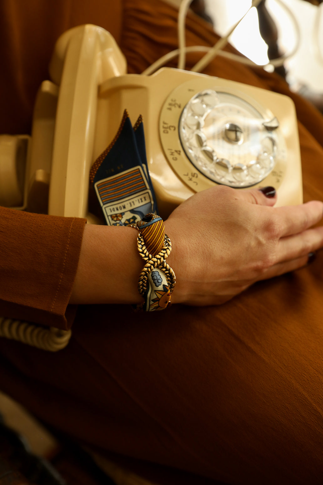 Manchette Tresse et ruban Tarot, Marine