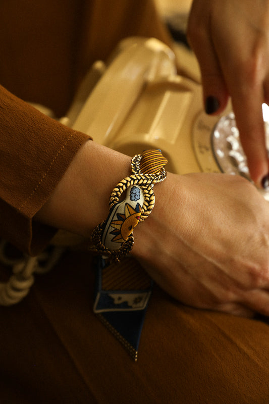 Manchette Tresse et ruban Tarot, Marine