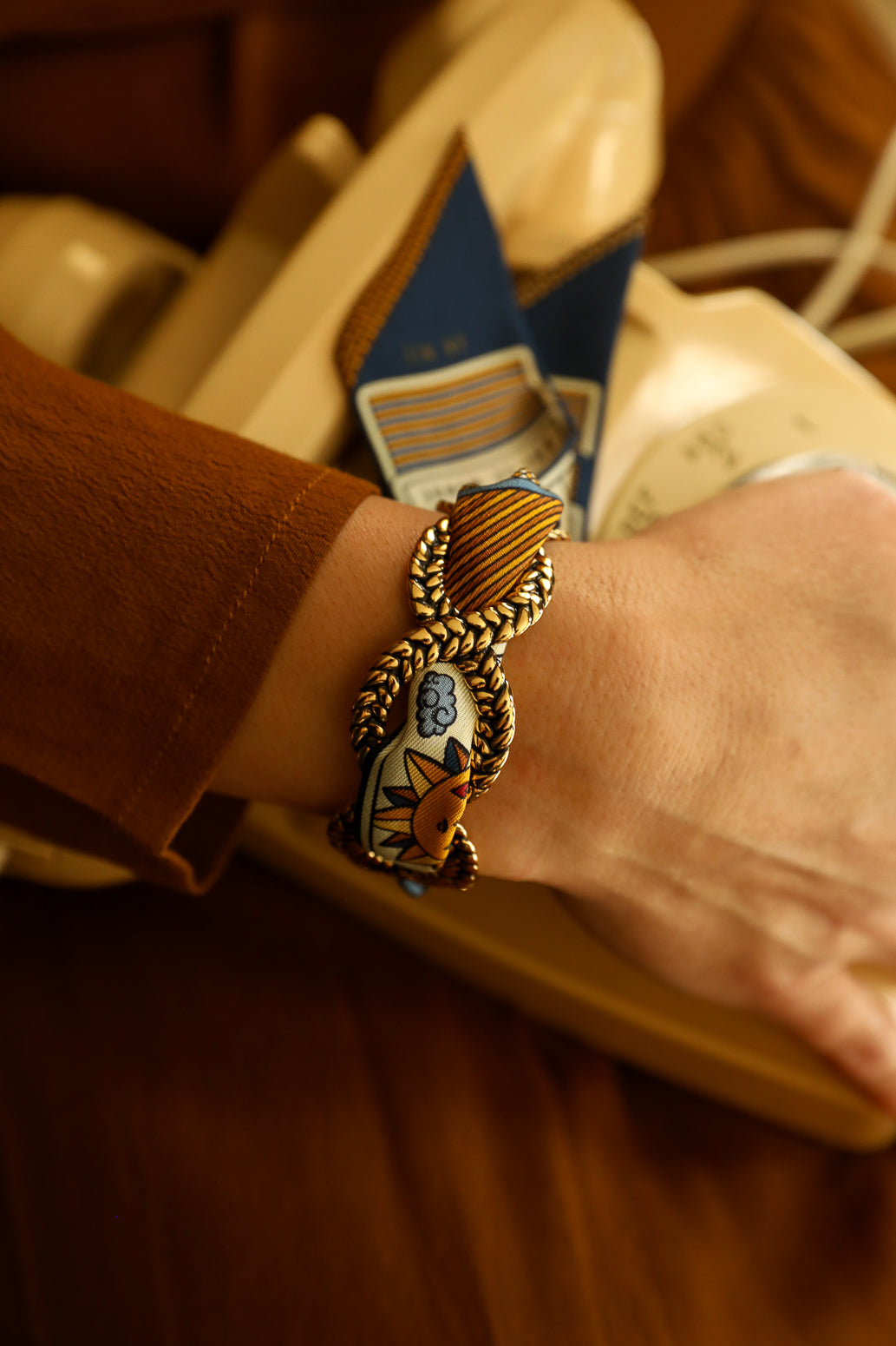 Manchette Tresse et ruban Tarot, Marine