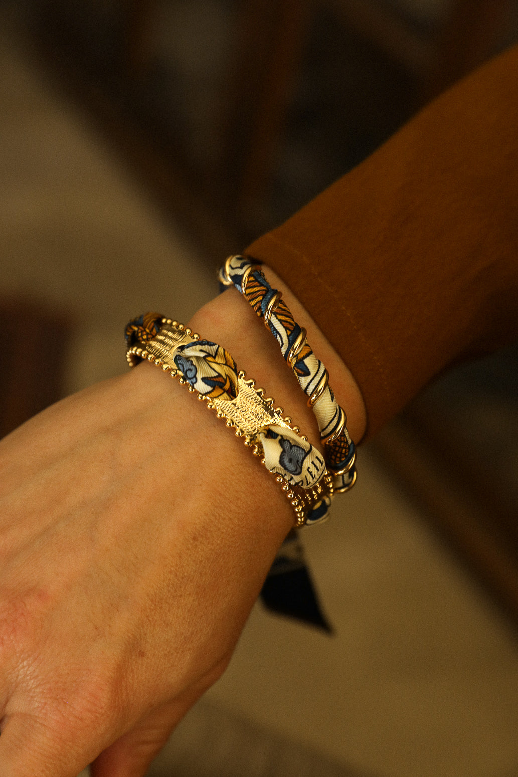 Bracelet Octobre et son ruban Tarot, marine