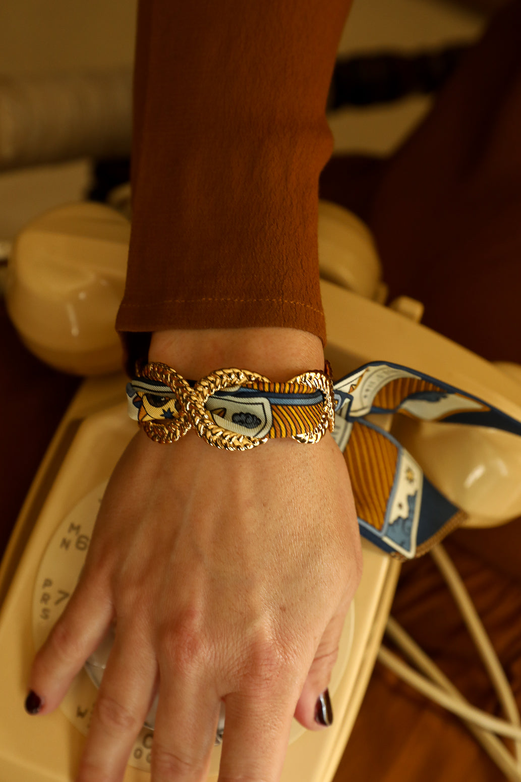 Manchette Tresse et ruban Tarot, Marine