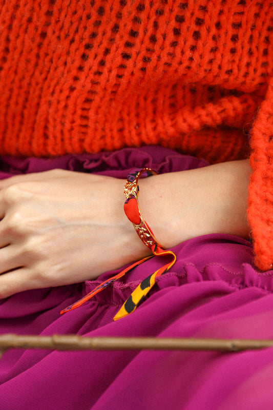 Bracelet Féerie et ruban Chapanoir, orange