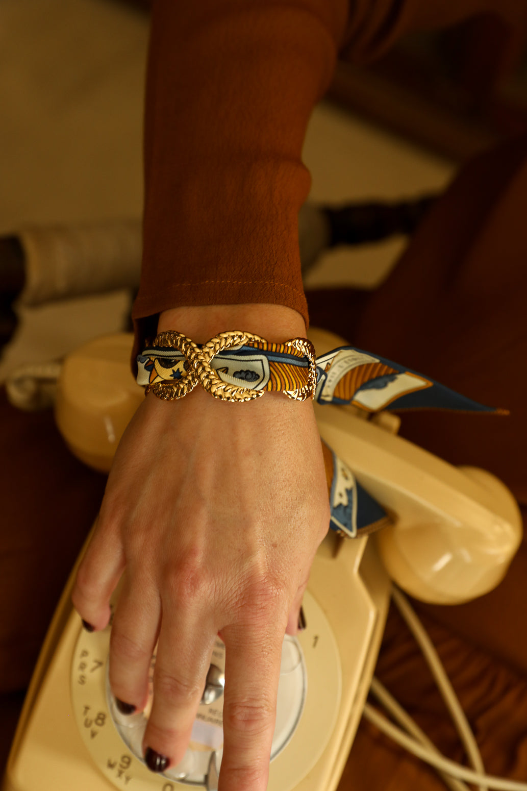 Manchette Tresse et ruban Tarot, Marine