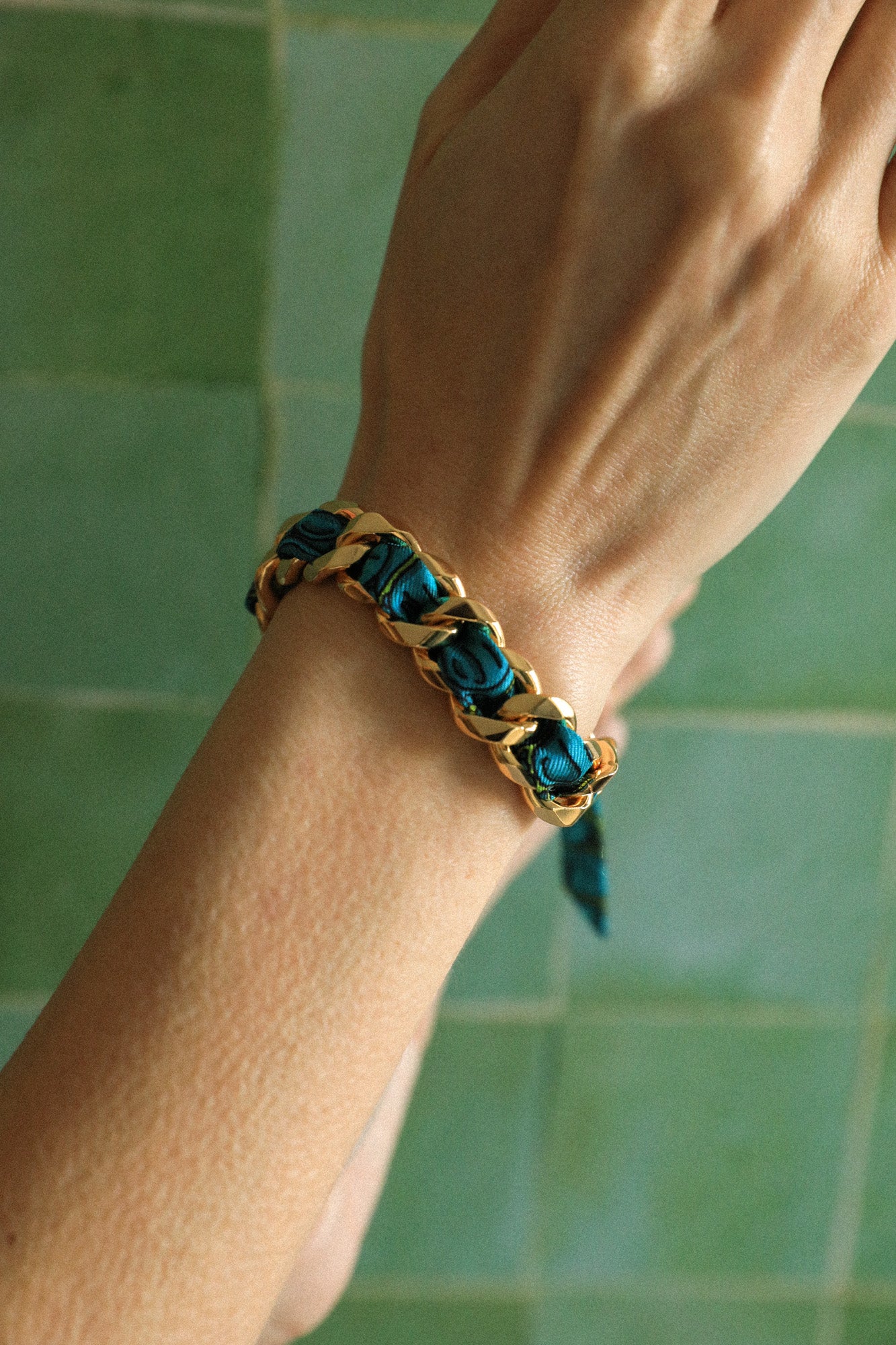 Bracelet Décembre et ruban Croco aqua