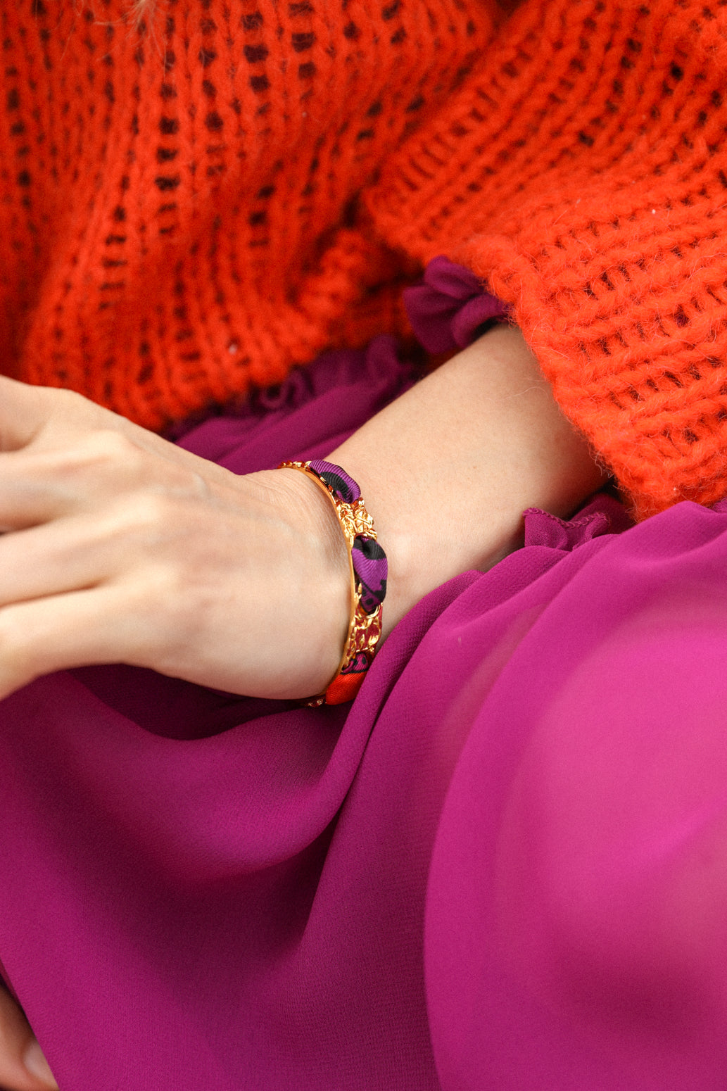 Bracelet Féerie et ruban Chapanoir, orange
