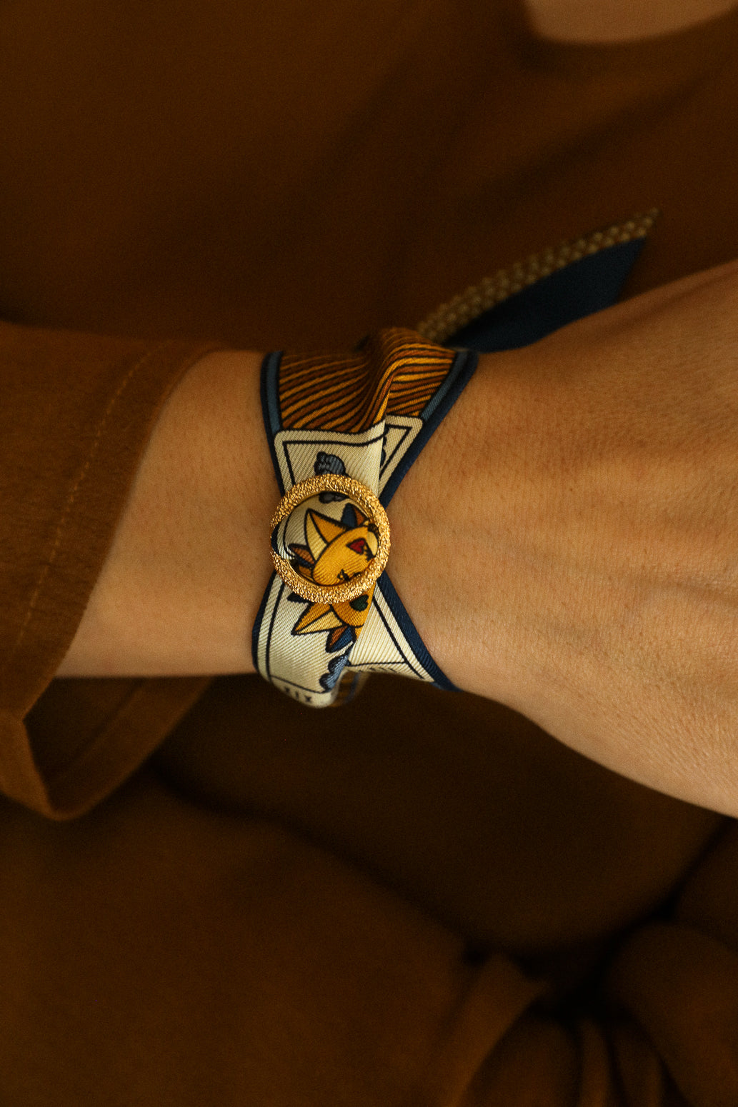 Bracelet en soie 4cm Tarot, marine