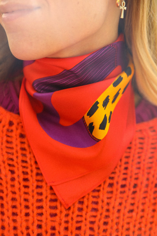 Bandana en soie 55cm Chapanoir, orange
