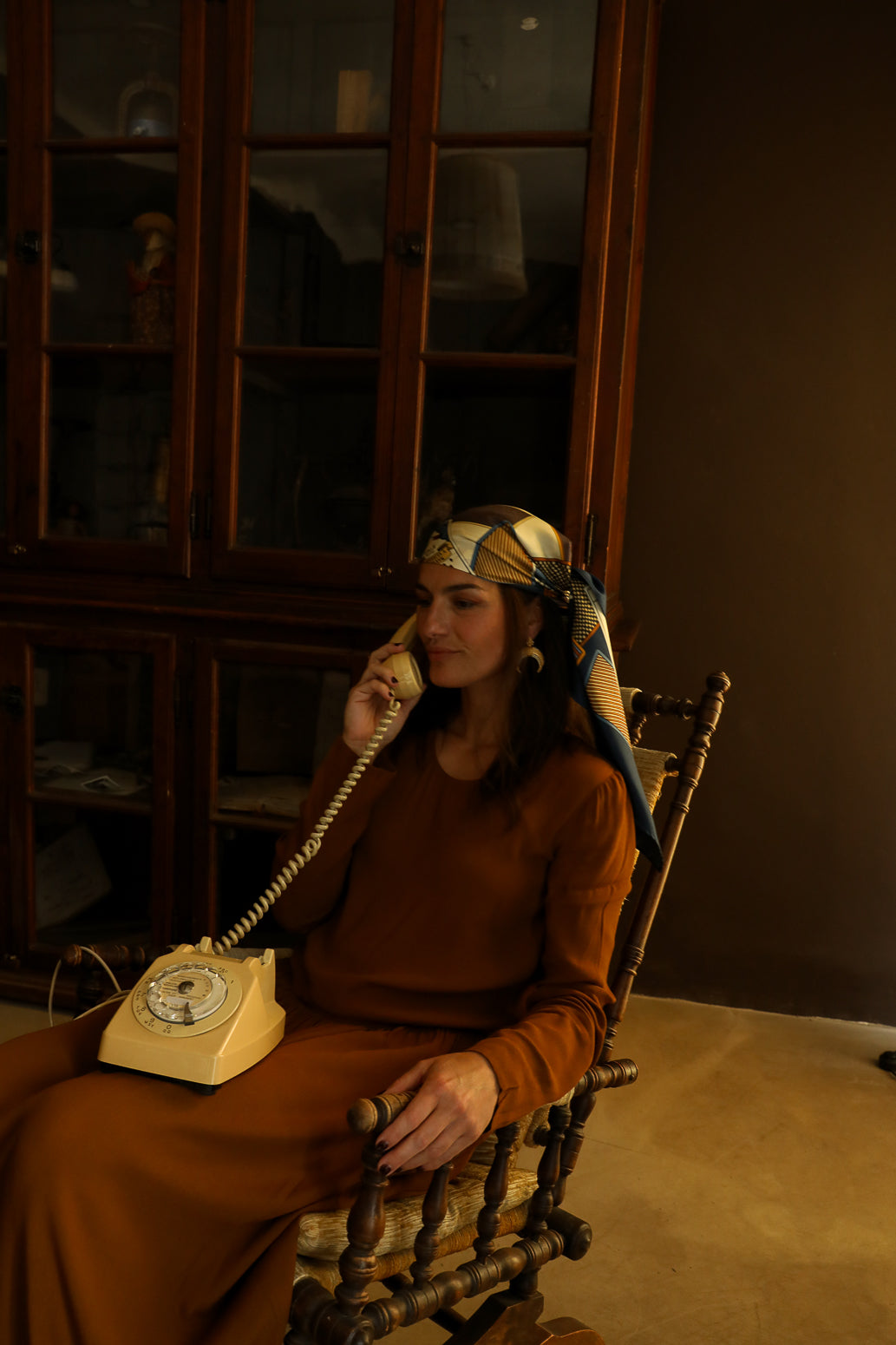 110cm silk square Tarot of Marseille, navy blue