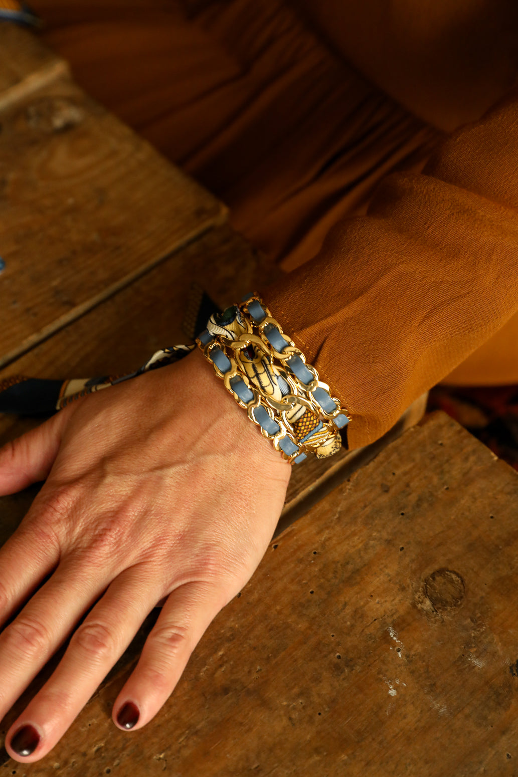 Small December cuff and Tarot ribbon, navy