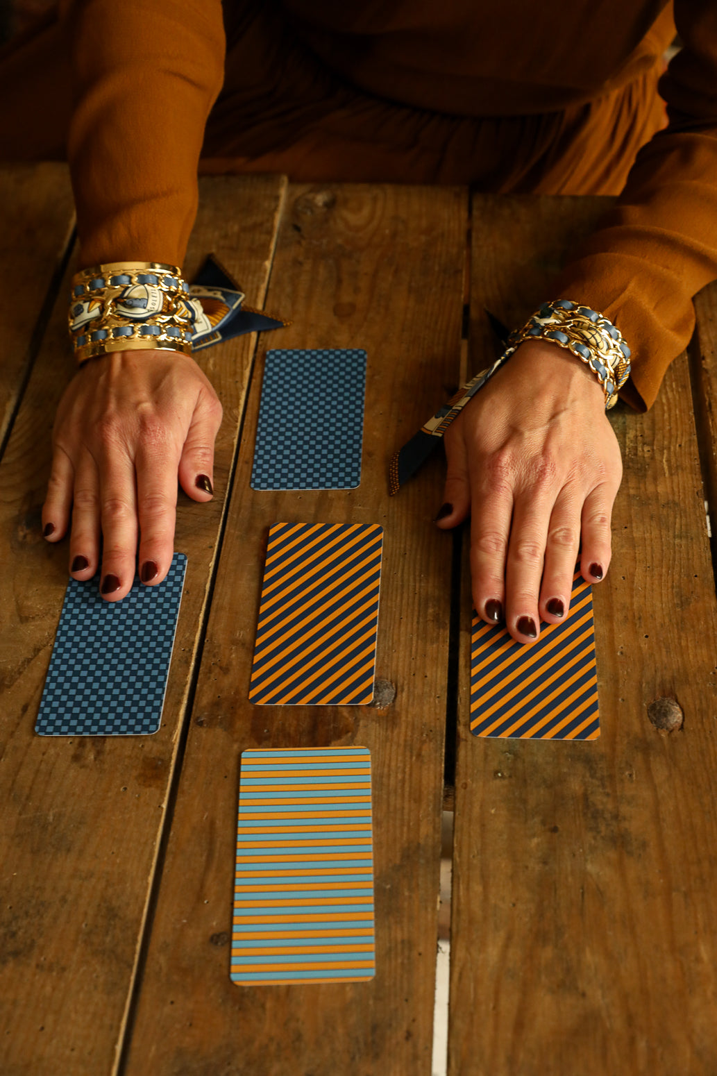 Small December cuff and Tarot ribbon, navy