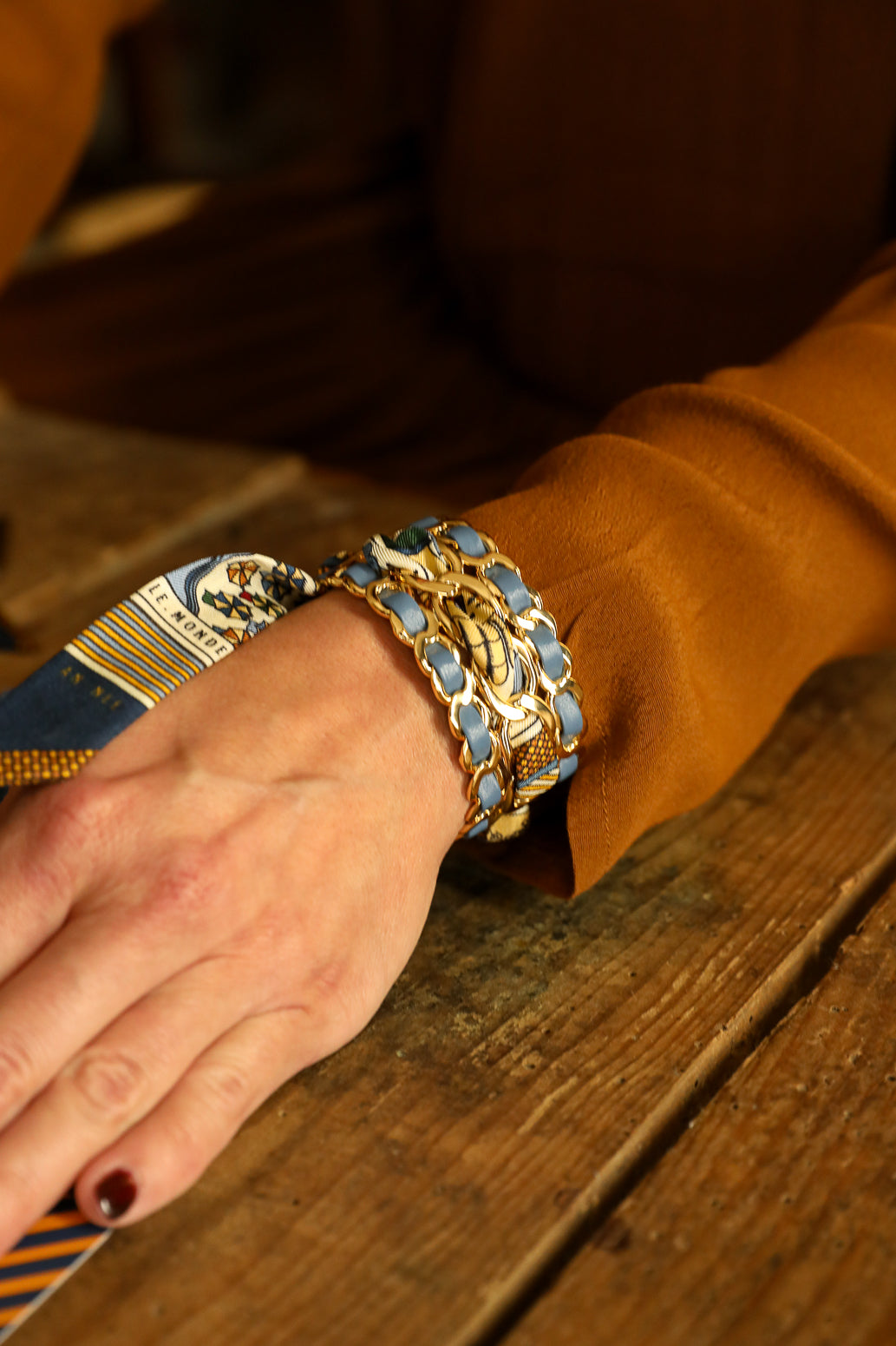 Small December cuff and Tarot ribbon, navy