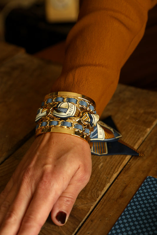 Bracelet en soie 4cm Tarot, marine