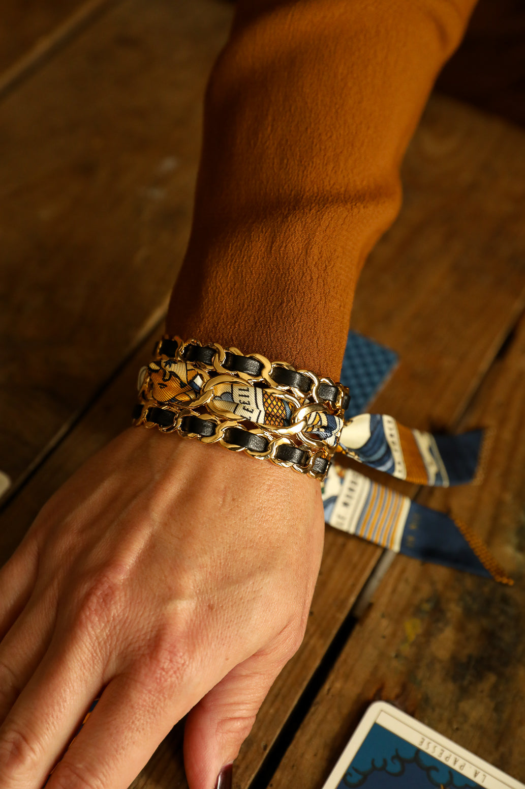 Ruban en soie 2cm Tarot, marine