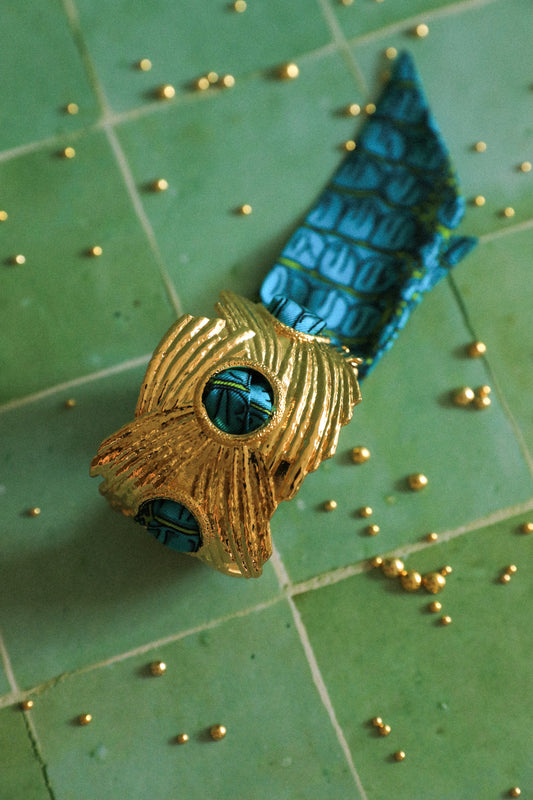 Manchette Céleste et ruban Croco aqua