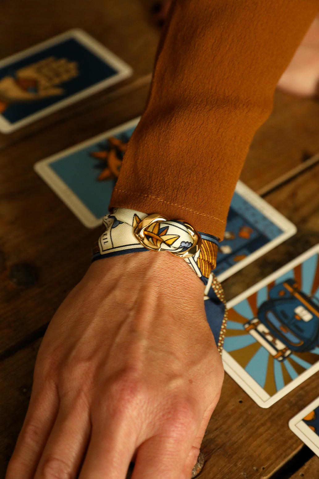 Bracelet Septembre et ruban Tarot, marine
