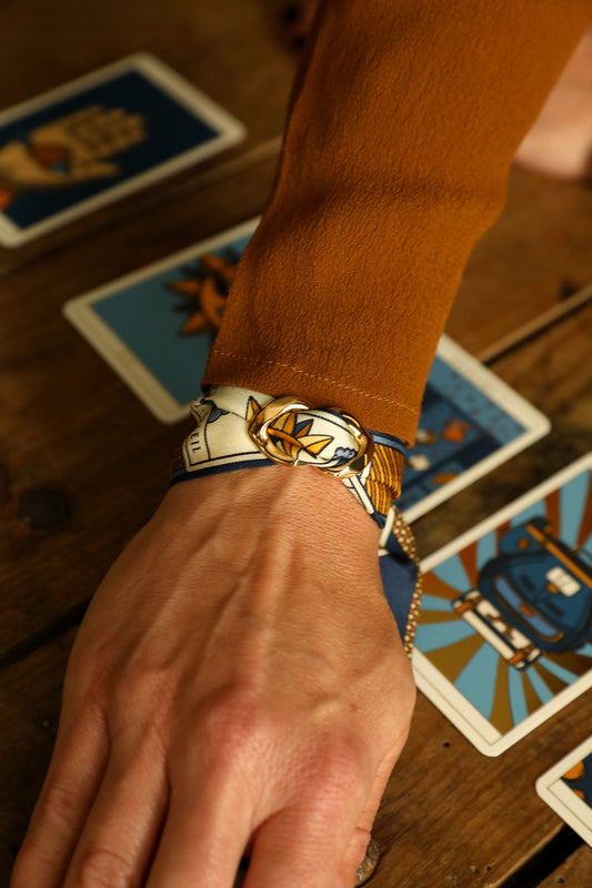 Bracelet Septembre et ruban Tarot, marine
