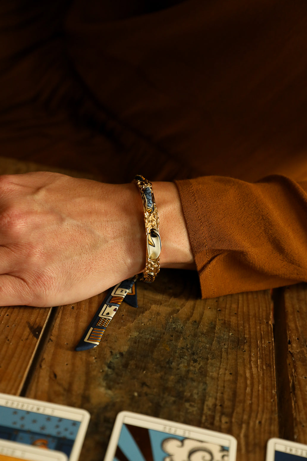 Ruban en soie 1cm Tarot, marine