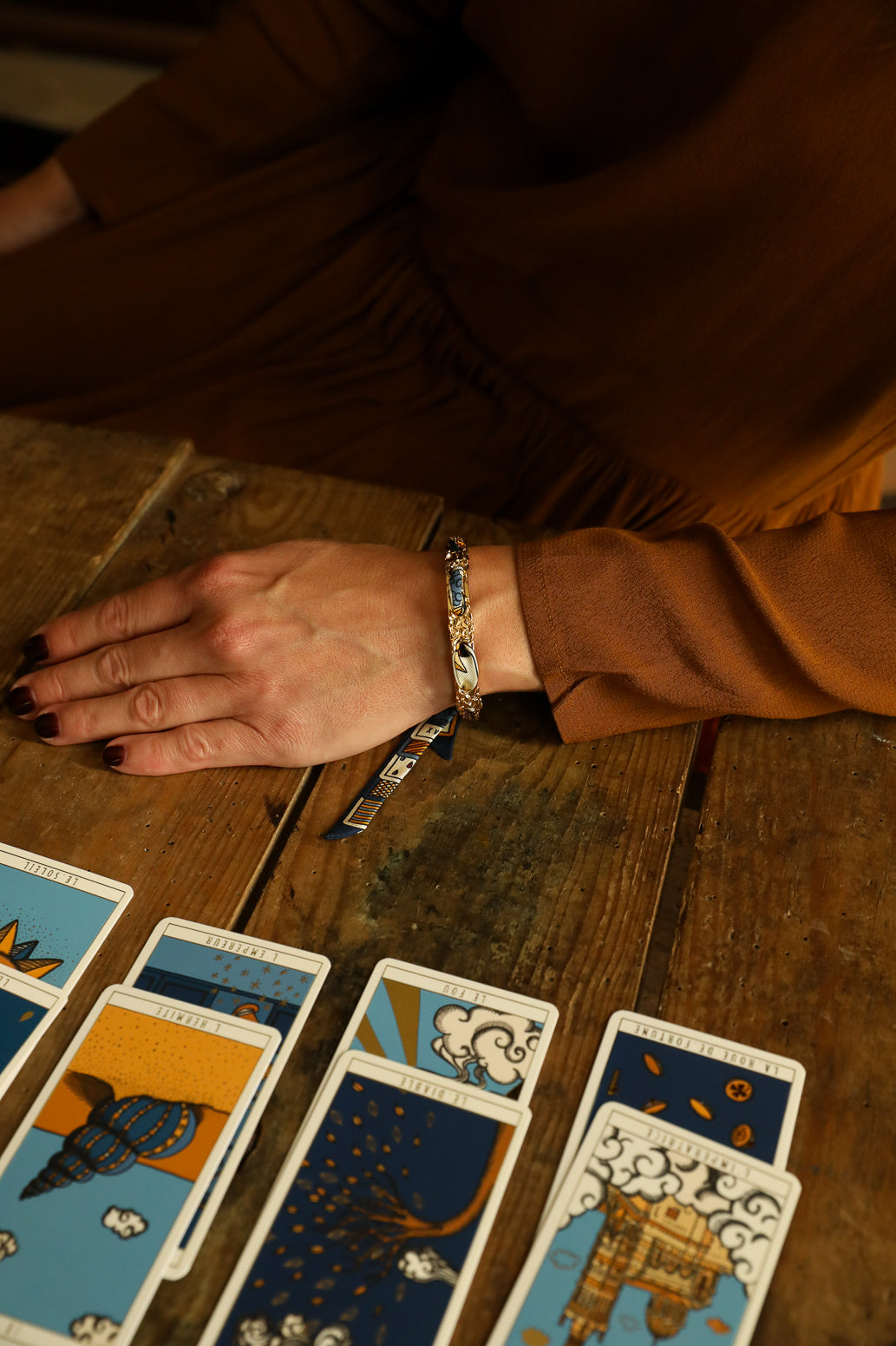 Bracelet Féerie et ruban Tarot, marine