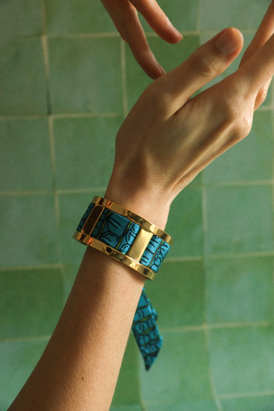 Manchette JMA et son ruban Croco aqua