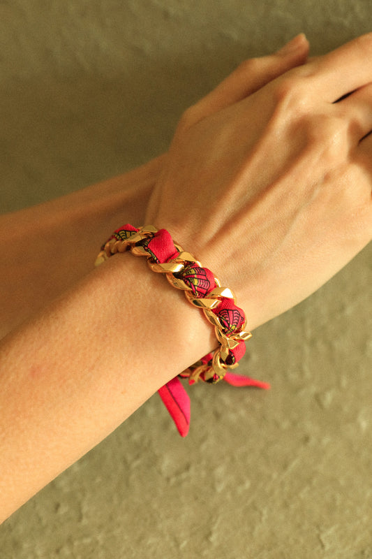 Bracelet Décembre et ruban Coquillage coloré