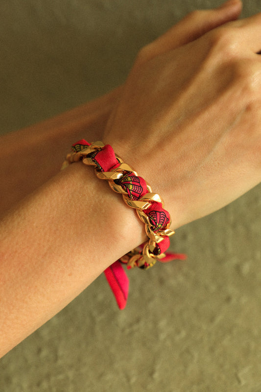 Bracelet Décembre et ruban Coquillage coloré