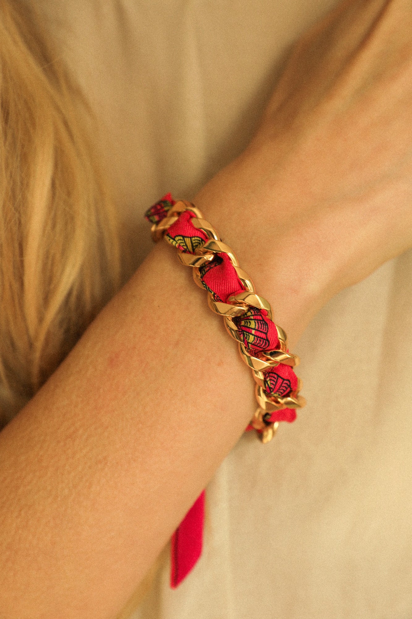 Bracelet Décembre et ruban Coquillage coloré