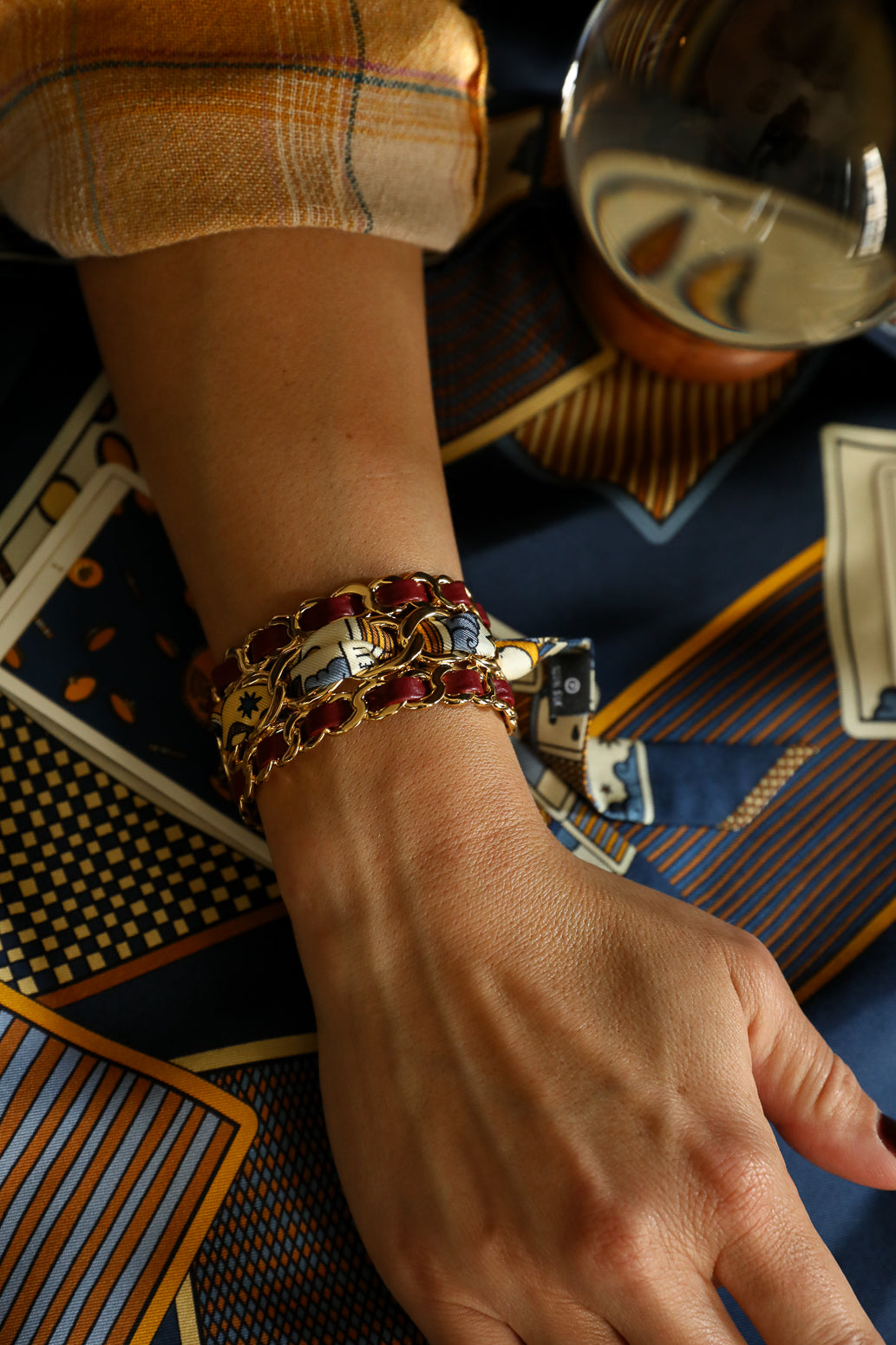 Ruban en soie 2cm Tarot, marine