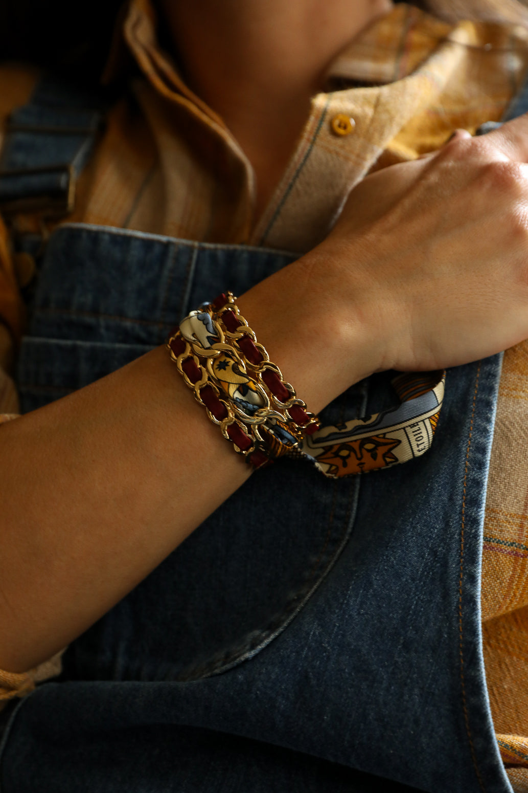 Small December cuff and Tarot ribbon, navy