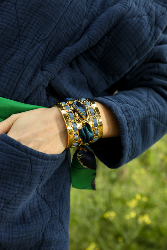 4cm Silk Bracelet Bohemian Deer, Green