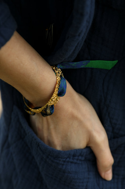 Bracelet Queen et son ruban Cerf Bohème, vert
