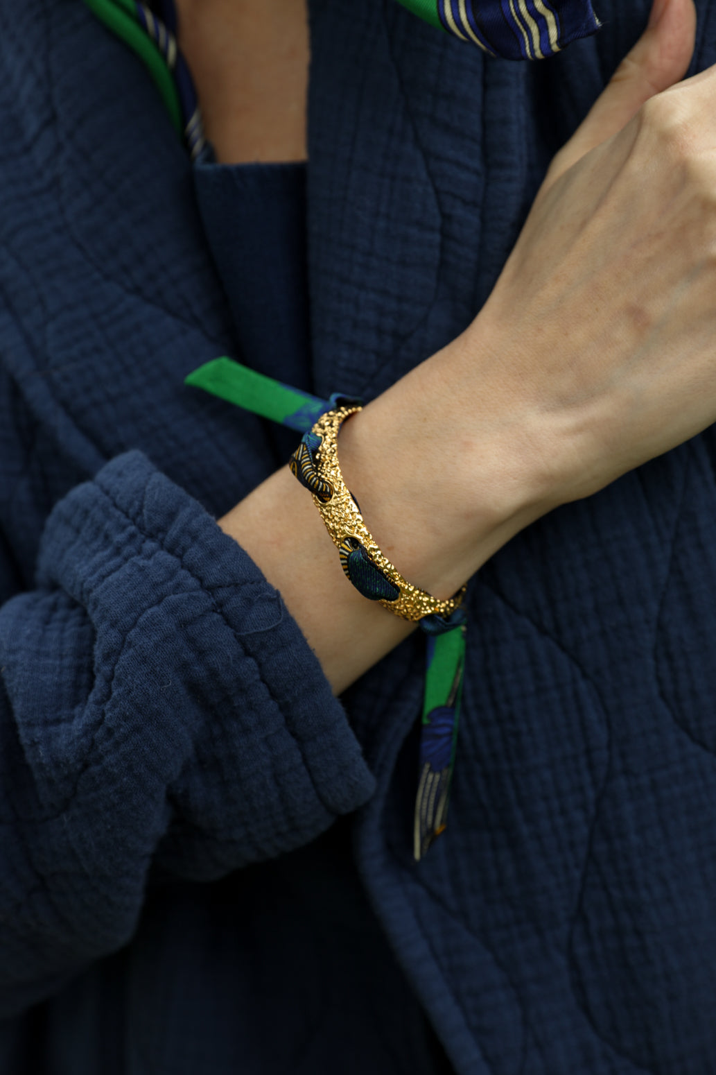 Bracelet Queen et son ruban Cerf Bohème, vert