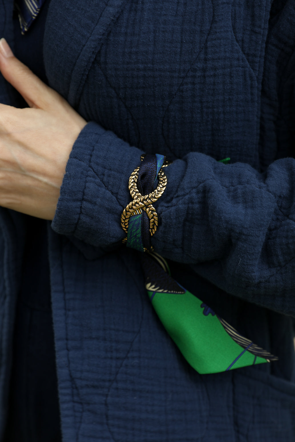 Manchette Tresse et ruban Cerf Bohème, Vert