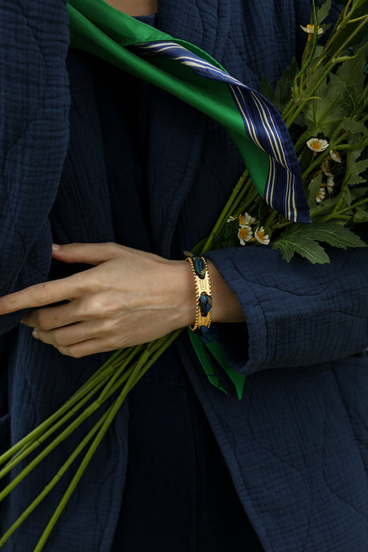Bracelet Diva et ruban Cerf Bohème, vert